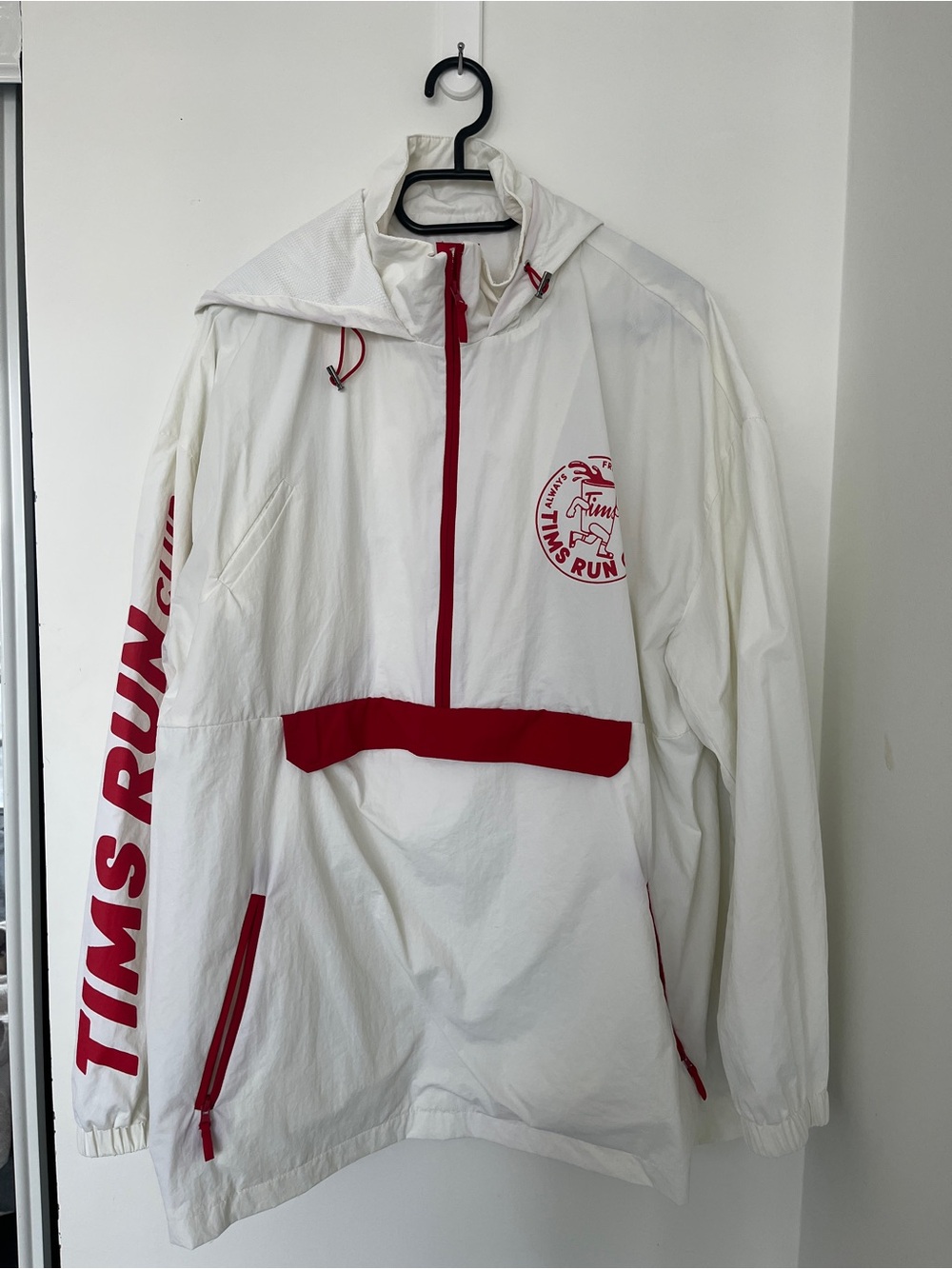 TIMS RUN White & Red Windbreaker Jacket